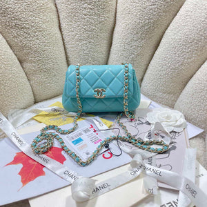 Chanel AP4593 25S Mini Flap Lake blue Lambskin with Gold - Default Title - View 1