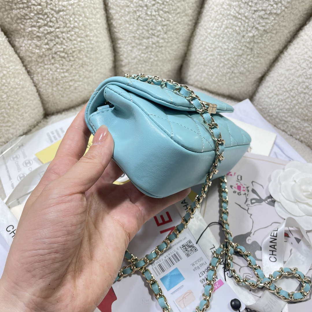 Chanel AP4593 25S Mini Flap Lake blue Lambskin with Gold - Default Title - View 3