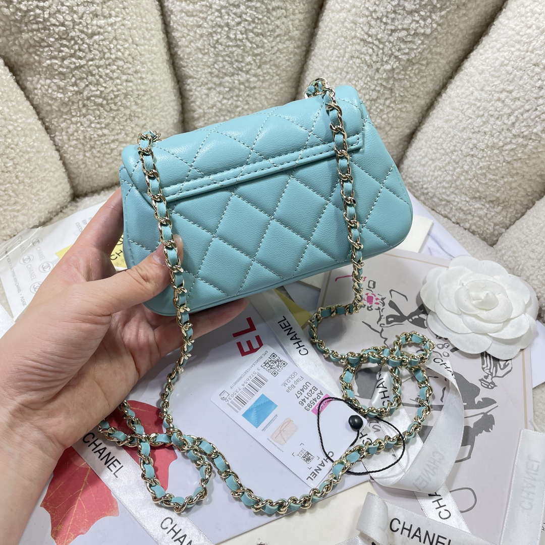 Chanel AP4593 25S Mini Flap Lake blue Lambskin with Gold - Default Title - View 4