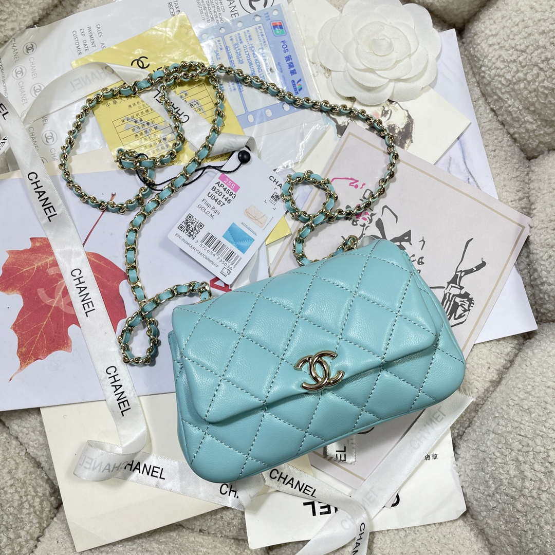 Chanel AP4593 25S Mini Flap Lake blue Lambskin with Gold - Default Title - View 5