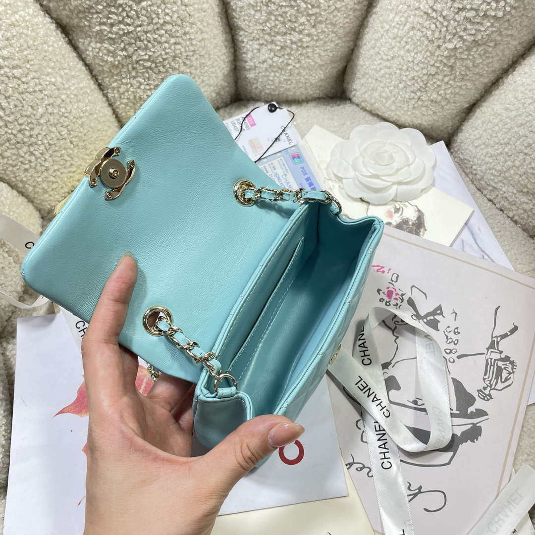 Chanel AP4593 25S Mini Flap Lake blue Lambskin with Gold - Default Title - View 8