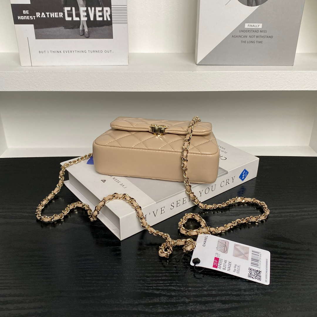 Chanel AP4593 25S Mini Flap Lambskin Apricot gold - Default Title - View 6