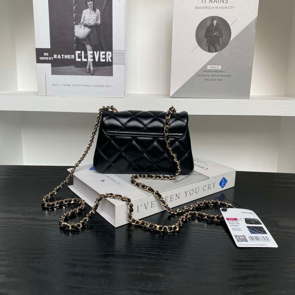 Chanel AP4593 25S Mini Flap Lambskin Black gold