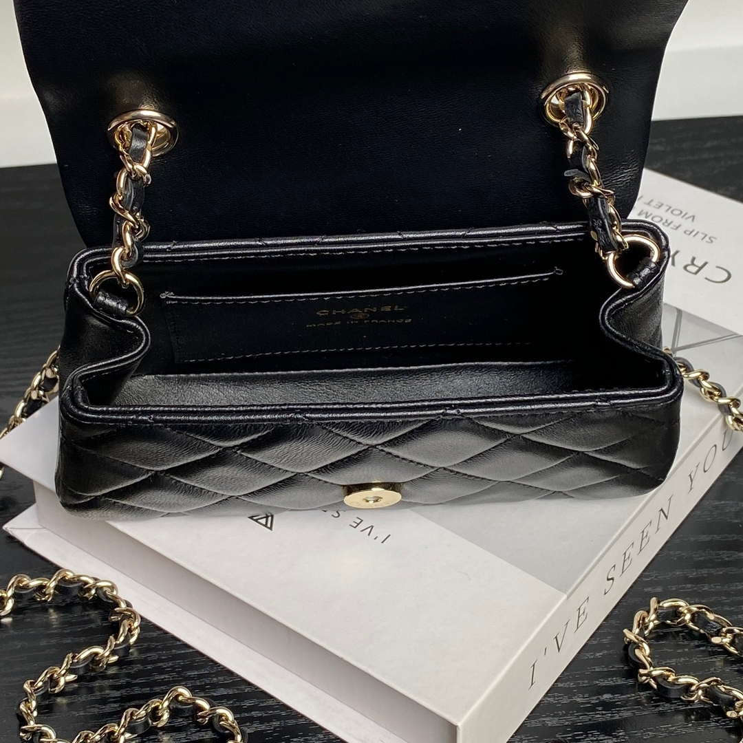 Chanel AP4593 25S Mini Flap Lambskin Black gold - Default Title - View 7