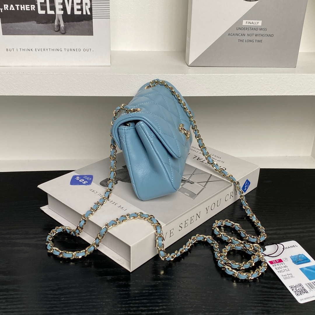 Chanel AP4593 25S Mini Flap Lambskin Blue gold - Default Title - View 5