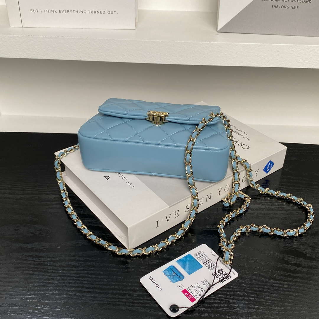 Chanel AP4593 25S Mini Flap Lambskin Blue gold - Default Title - View 6