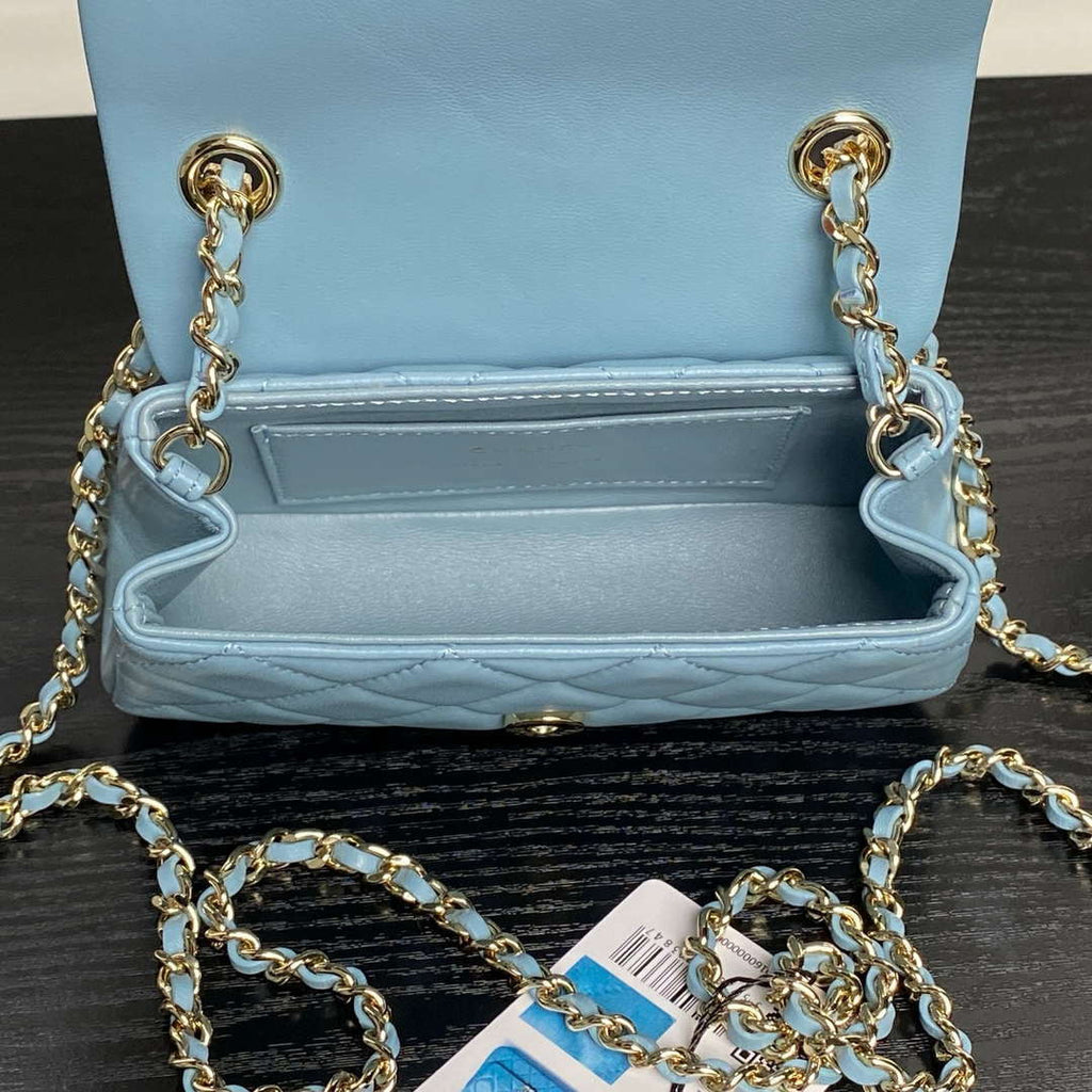 Chanel AP4593 25S Mini Flap Lambskin Blue gold