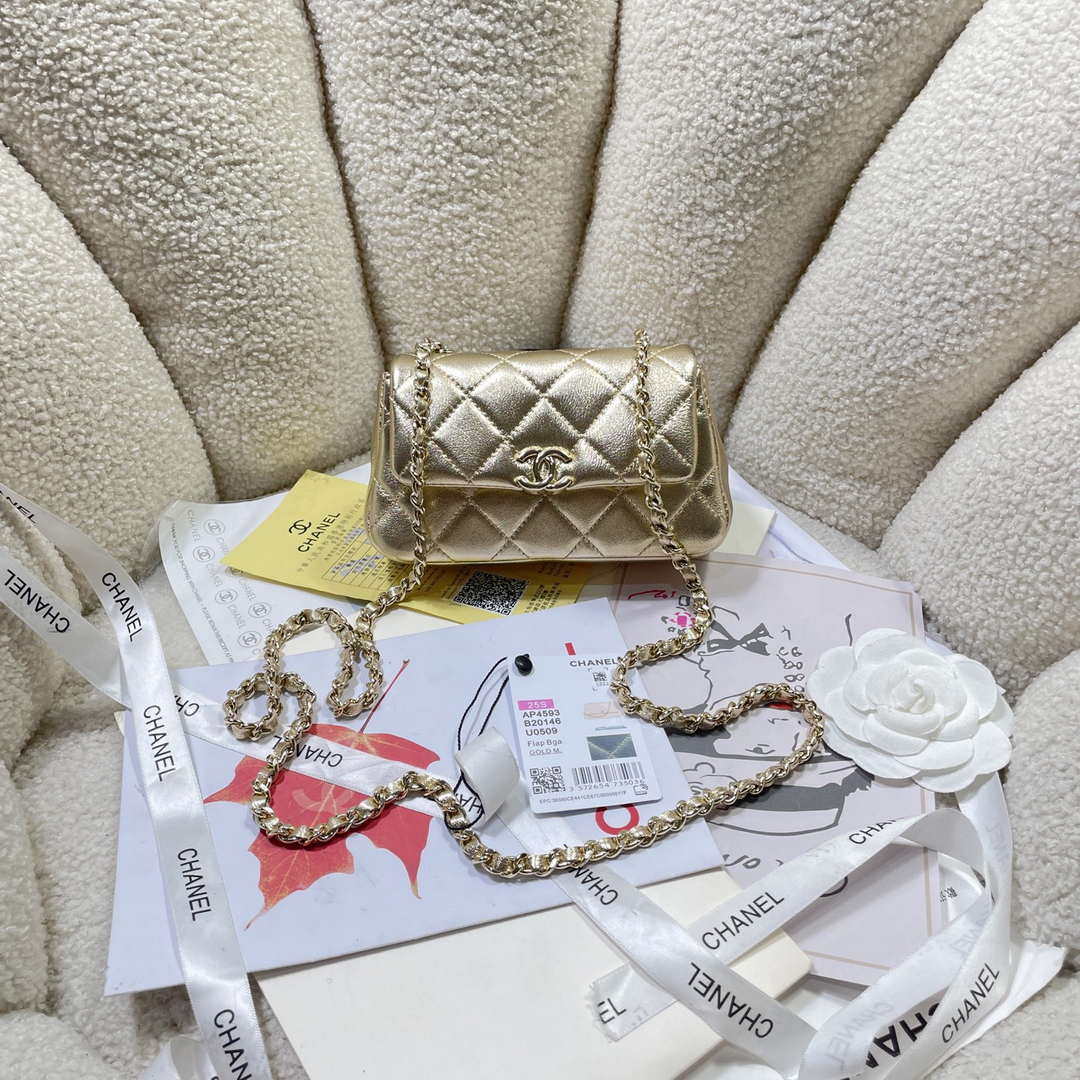 Chanel AP4593 25S Mini Flap Gold Lambskin with gold Hardware - Default Title - View 1