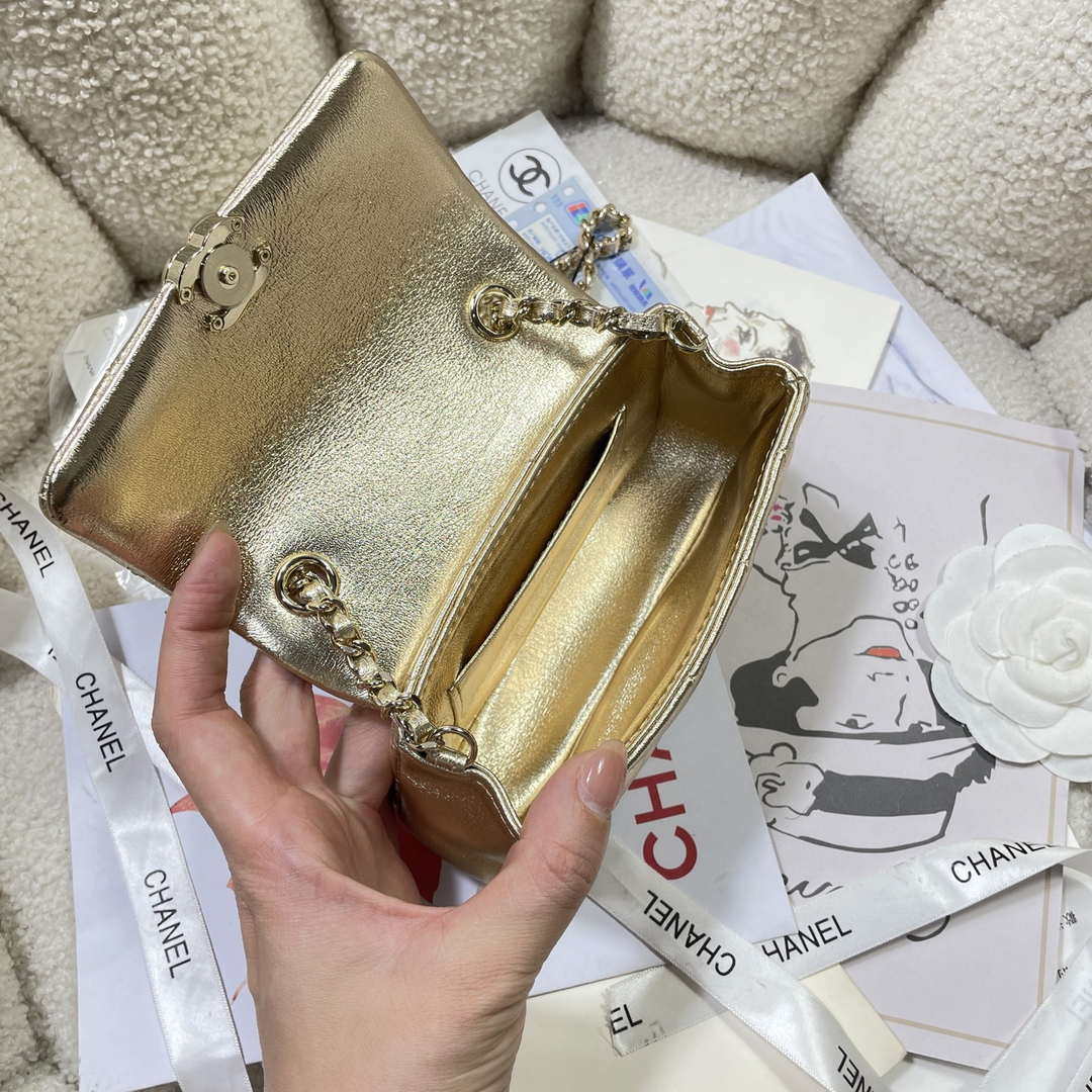 Chanel AP4593 25S Mini Flap Gold Lambskin with gold Hardware - Default Title - View 8
