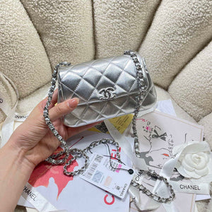 Chanel AP4593 25S Mini Flap Silver Lambskin with Silver Hardware - Default Title - View 2