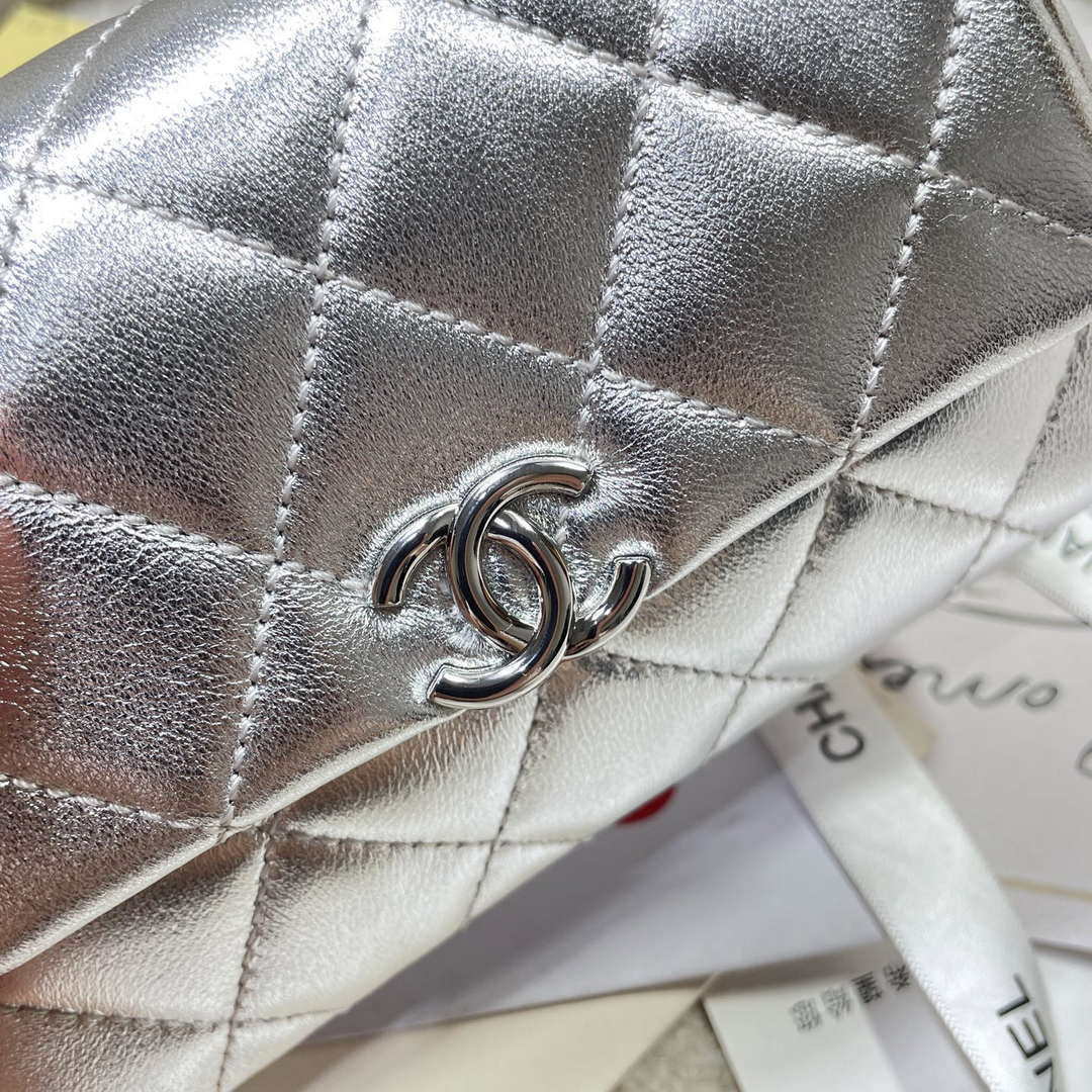 Chanel AP4593 25S Mini Flap Silver Lambskin with Silver Hardware - Default Title - View 7