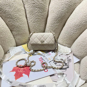 Chanel AP4593 25S Mini Flap White Lambskin with Gold - Default Title - View 1