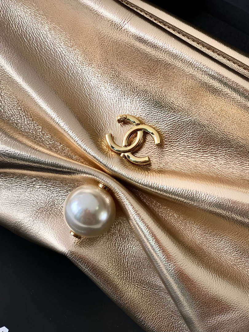 Chanel AP4613 Shiny Lambskin Imitation Pearl & Gold-Tone Metal Gold