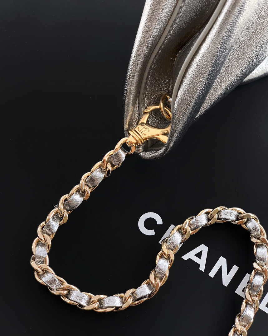 Chanel AP4613 Shiny Lambskin Imitation Pearl & Gold-Tone Metal Silver