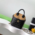 Chanel AP4742 Clutch with chain Suede Calfskin Shiny Lambskin & Gold-Tone Metal  Black &beige