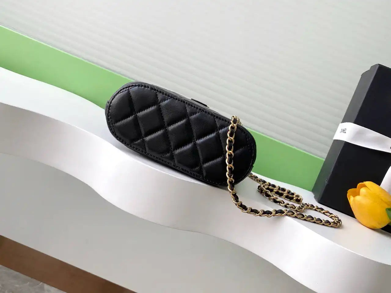 Chanel AP4742 Clutch with chain Suede Calfskin Shiny Lambskin & Gold-Tone Metal  Black &beige
