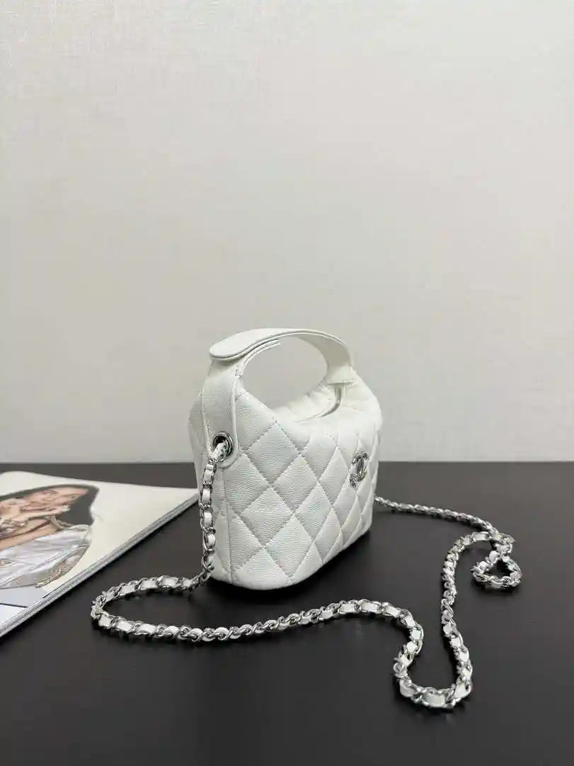 Chanel AP4747 Clutch with chain Grained Shiny Calfskin & Gold-Tone Metal White