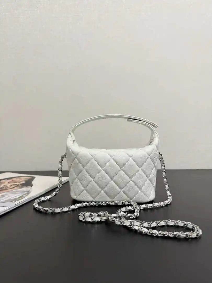 Chanel AP4747 Clutch with chain Grained Shiny Calfskin & Gold-Tone Metal White