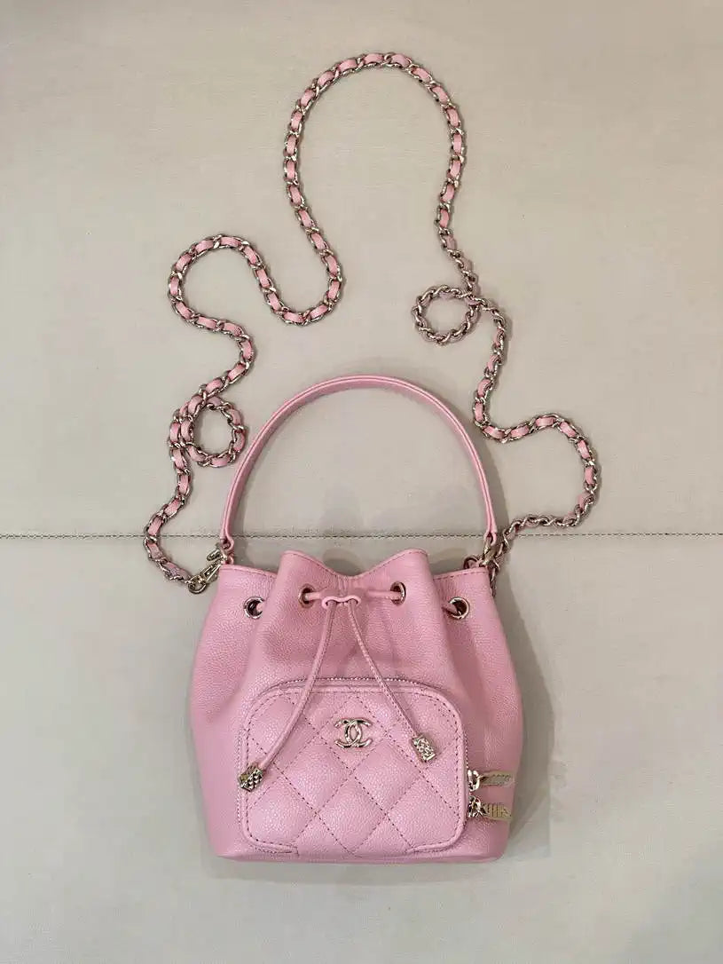 Chanel AP4775 25B  Clutch with chain Grained Shiny Calfskin Gold-Tone Metal Pink