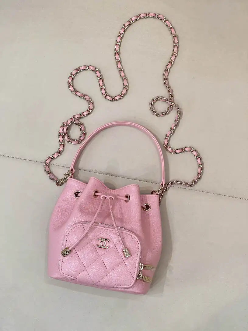 Chanel AP4775 25B  Clutch with chain Grained Shiny Calfskin Gold-Tone Metal Pink