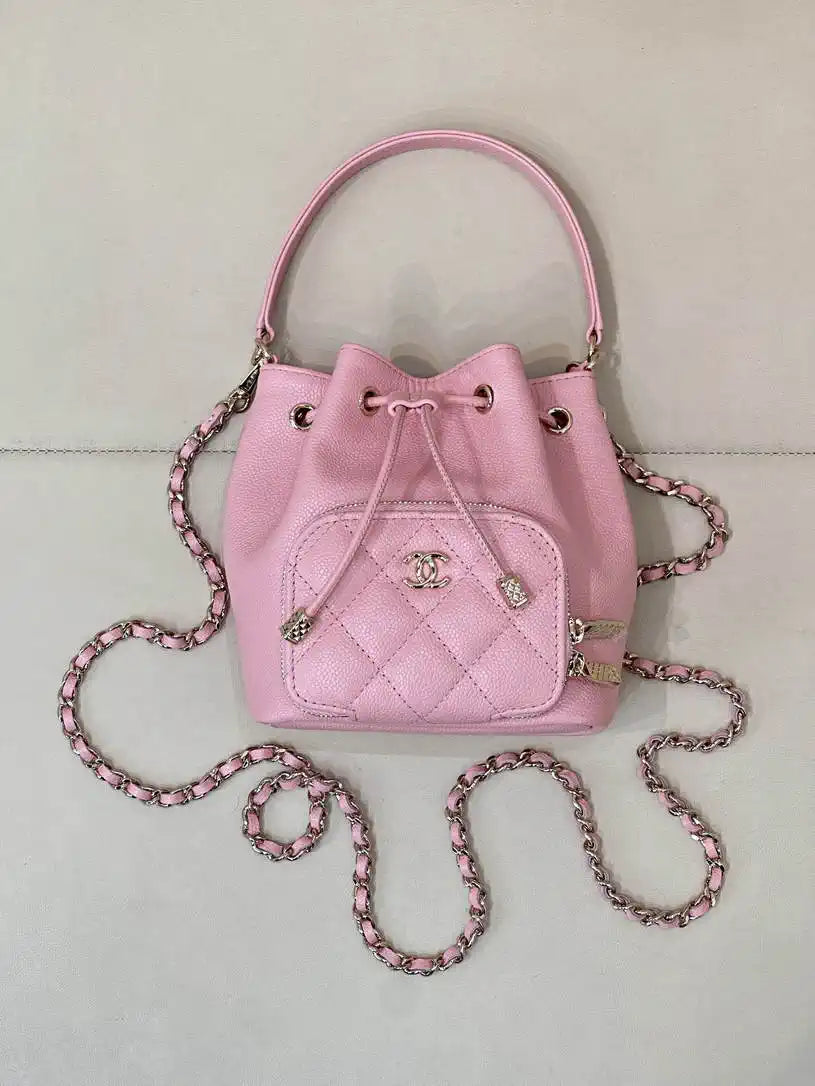 Chanel AP4775 25B  Clutch with chain Grained Shiny Calfskin Gold-Tone Metal Pink