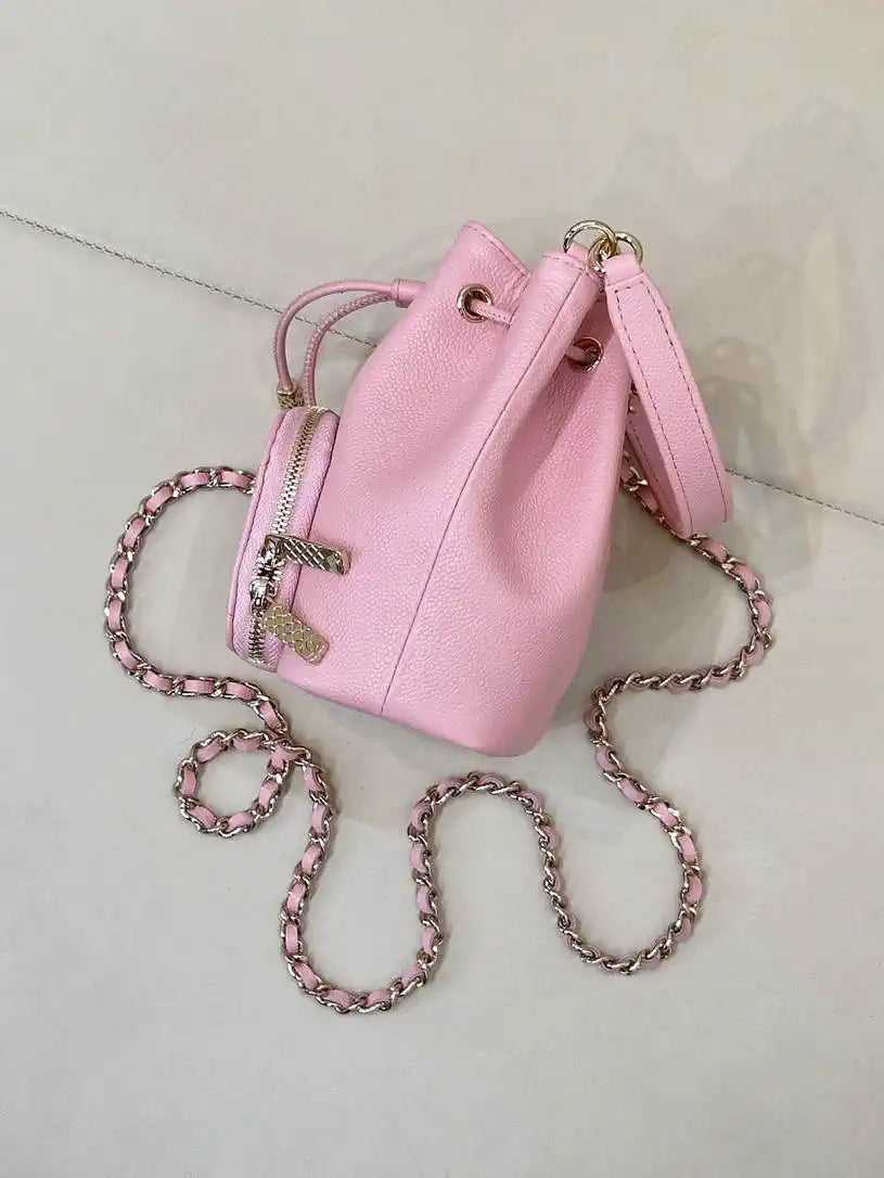 Chanel AP4775 25B  Clutch with chain Grained Shiny Calfskin Gold-Tone Metal Pink