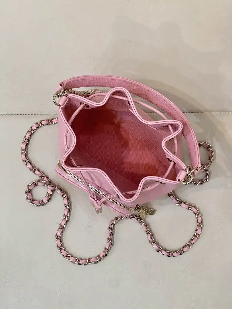 Chanel AP4775 25B  Clutch with chain Grained Shiny Calfskin Gold-Tone Metal Pink
