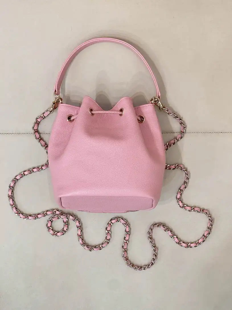 Chanel AP4775 25B  Clutch with chain Grained Shiny Calfskin Gold-Tone Metal Pink