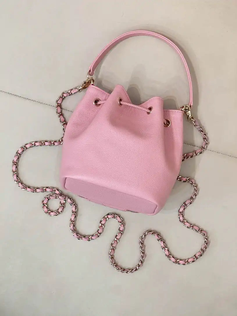 Chanel AP4775 25B  Clutch with chain Grained Shiny Calfskin Gold-Tone Metal Pink