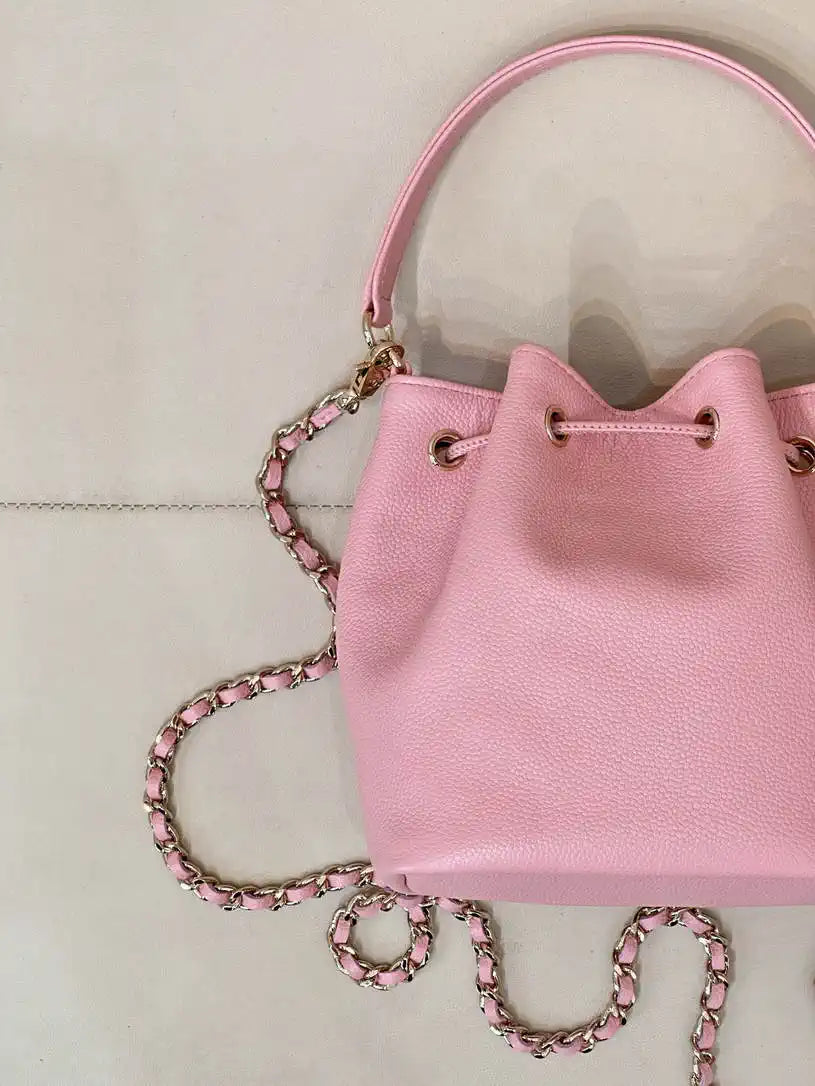 Chanel AP4775 25B  Clutch with chain Grained Shiny Calfskin Gold-Tone Metal Pink