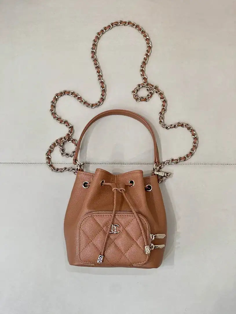 Chanel AP4775 25B  Clutch with chain Grained Shiny Calfskin Brown