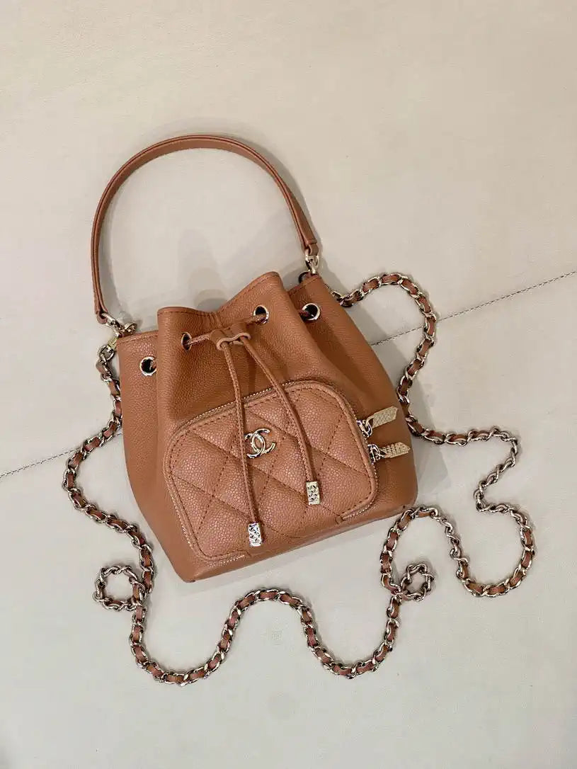 Chanel AP4775 25B  Clutch with chain Grained Shiny Calfskin Brown