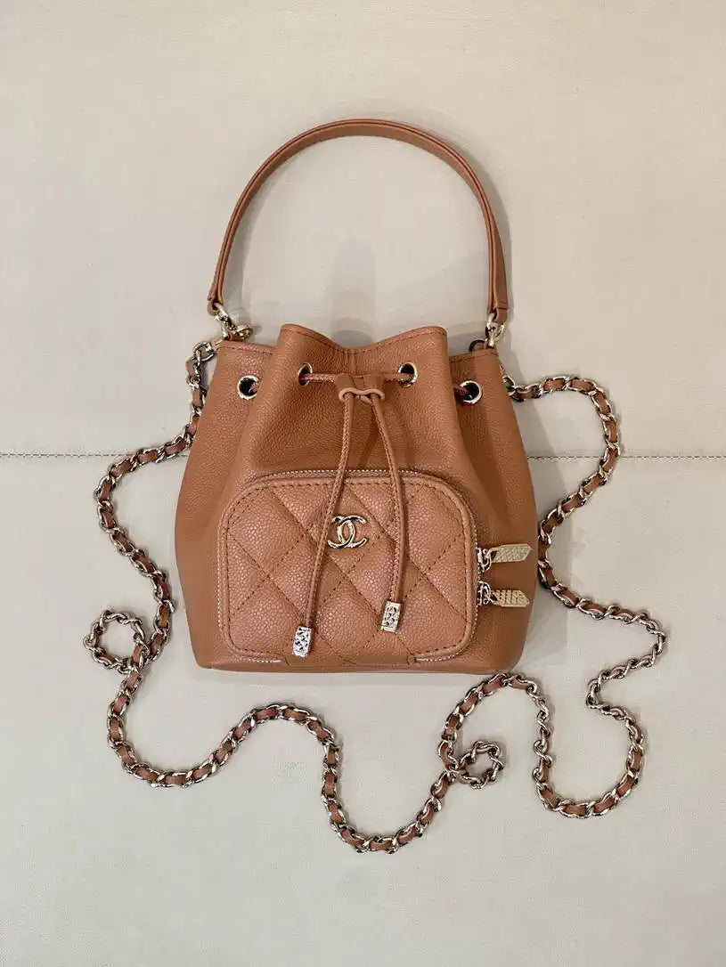 Chanel AP4775 25B  Clutch with chain Grained Shiny Calfskin Brown