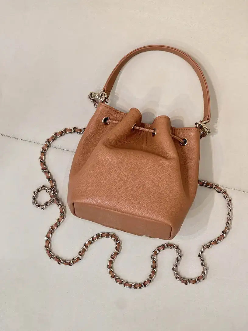 Chanel AP4775 25B  Clutch with chain Grained Shiny Calfskin Brown