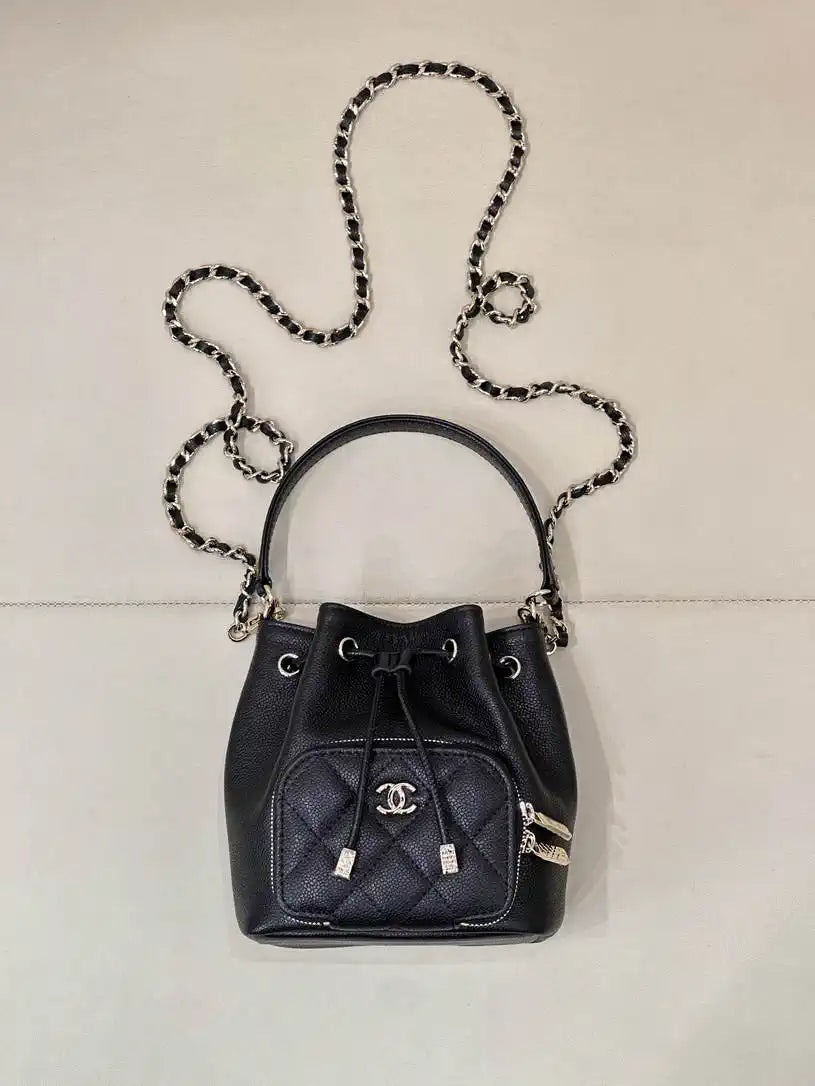 Chanel AP4775 25B  Clutch with chain Grained Shiny Calfskin Gold-Tone Metal Black
