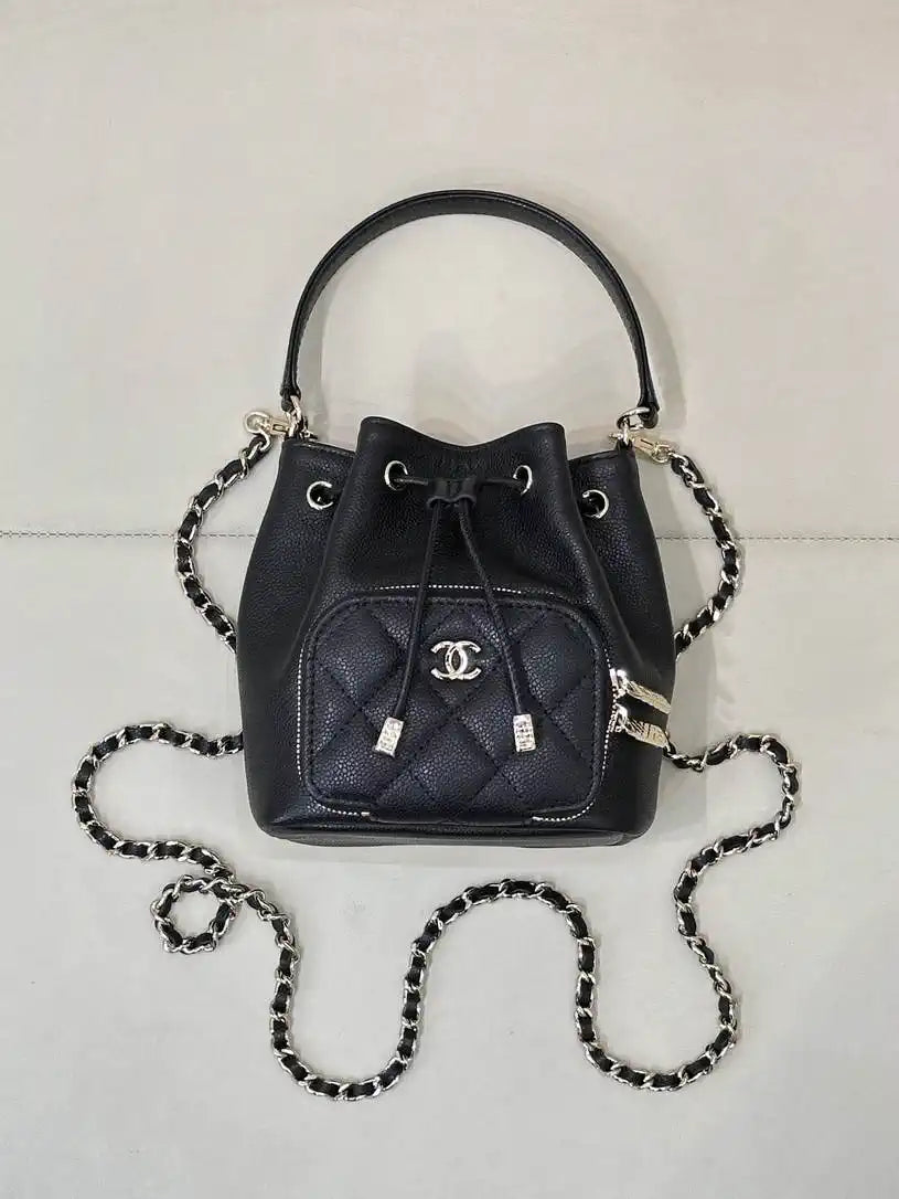 Chanel AP4775 25B  Clutch with chain Grained Shiny Calfskin Gold-Tone Metal Black