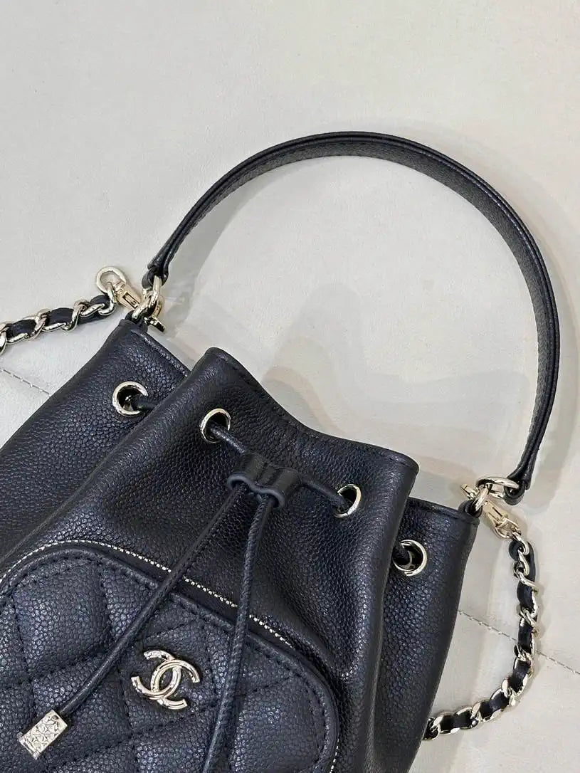 Chanel AP4775 25B  Clutch with chain Grained Shiny Calfskin Gold-Tone Metal Black