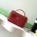 Chanel AP4933 25K Long Vanity with Chain Grained Shiny Calfskin Silver Red