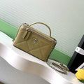 Chanel AP4933 25K Long Vanity with Chain Grained Shiny Calfskin Silver Yellow