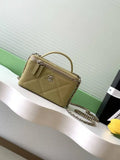 Chanel AP4933 25K Long Vanity with Chain Grained Shiny Calfskin Silver Yellow