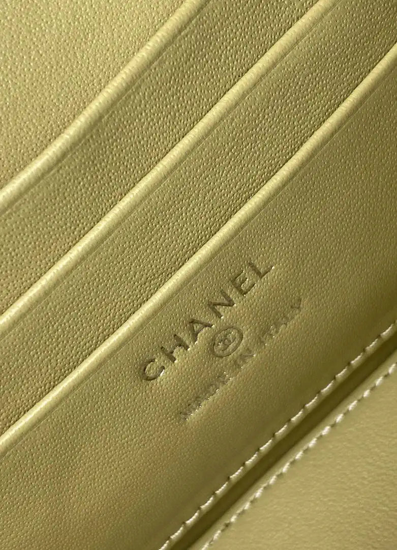 Chanel AP4933 25K Long Vanity with Chain Grained Shiny Calfskin Silver Yellow