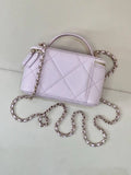 Chanel AP4933 25K Long Vanity with Chain Grained Shiny Calfskin Silver Light Purple