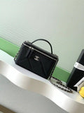 Chanel AP4933 25K Long Vanity with Chain Grained Shiny Calfskin Silver Black