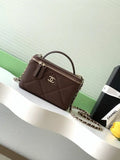 Chanel AP4933 Long Vanity with Chain Grained Shiny Calfskin Dark Brown