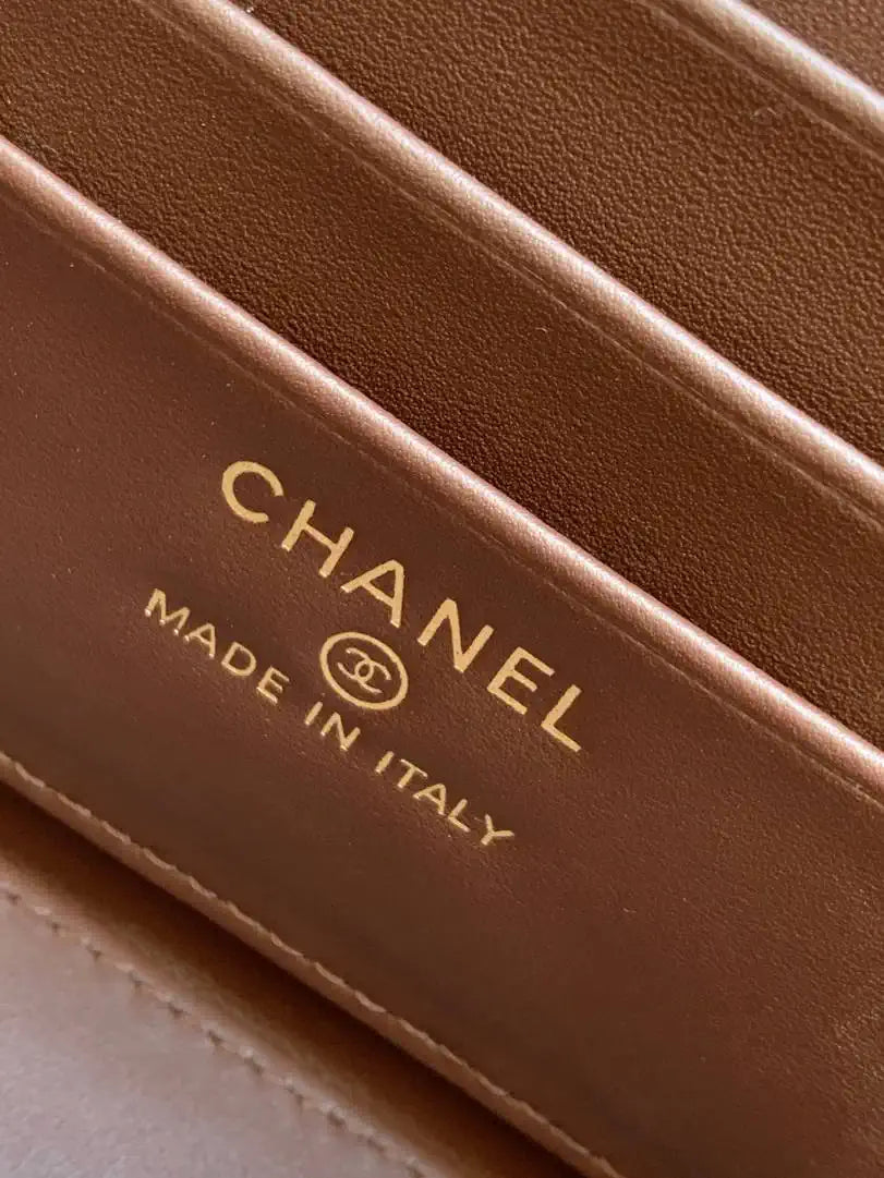 Chanel AP4933 Long Vanity with Chain Grained Shiny Calfskin Dark Brown