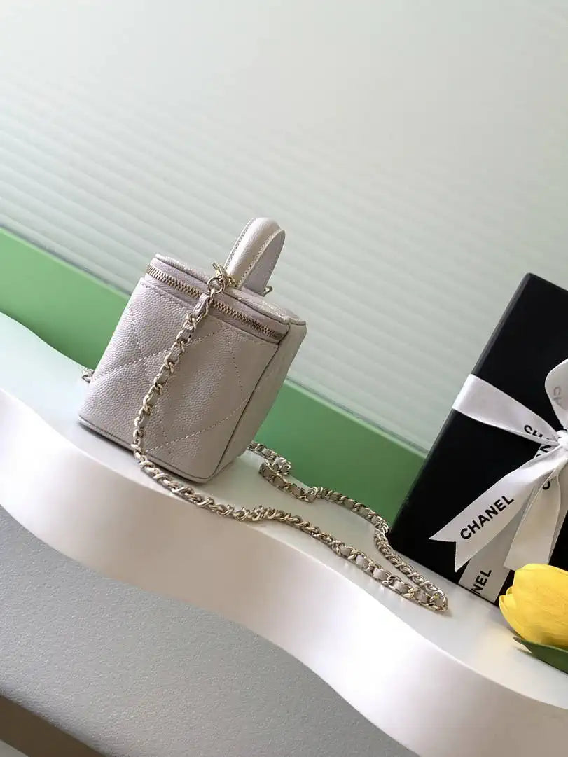 Chanel AP4933 Long Vanity with Chain Grained Shiny Calfskin Light Purple