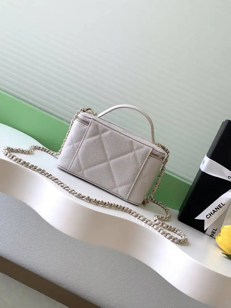 Chanel AP4933 Long Vanity with Chain Grained Shiny Calfskin Light Purple