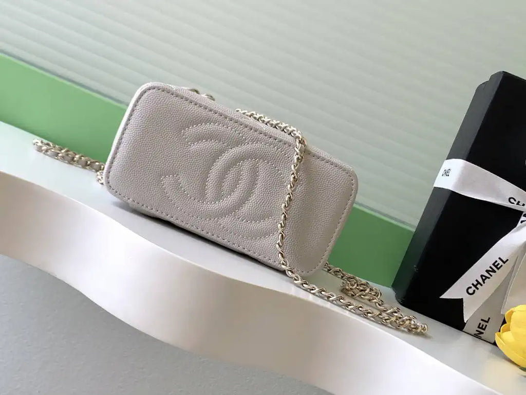 Chanel AP4933 Long Vanity with Chain Grained Shiny Calfskin Light Purple