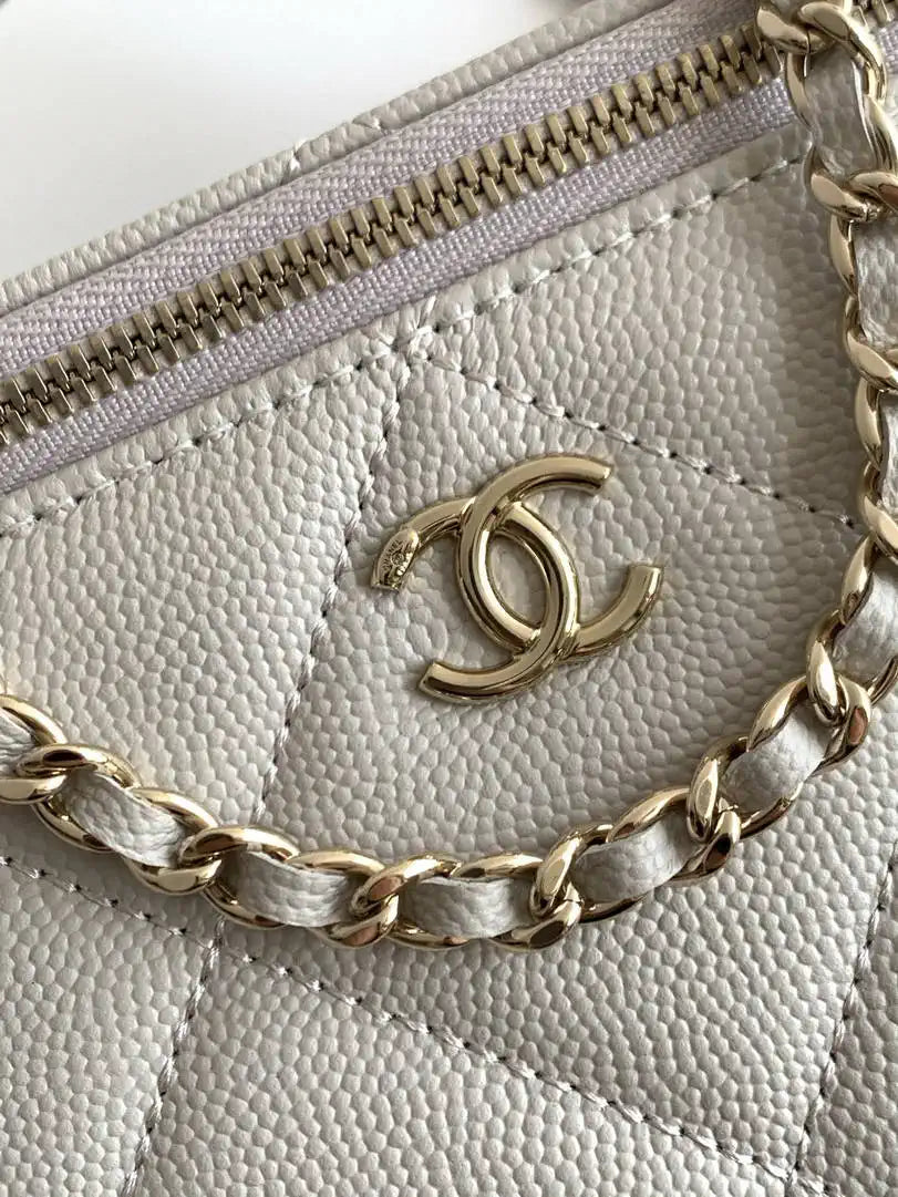 Chanel AP4933 Long Vanity with Chain Grained Shiny Calfskin Light Purple