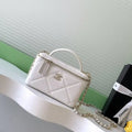 Chanel AP4933 Long Vanity with Chain Grained Shiny Calfskin White